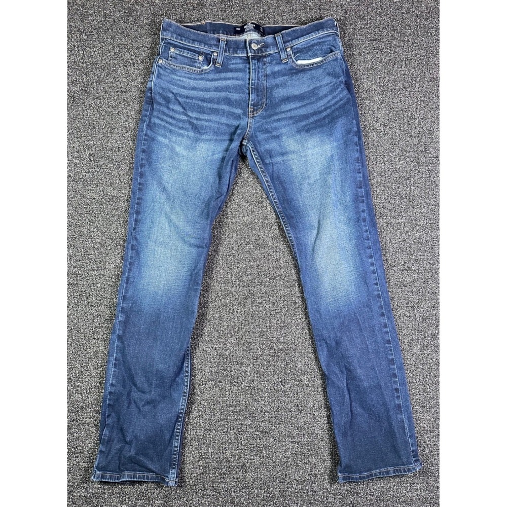 Hollister Slim Straight Epic Flex Mens‎ Jeans Blue Medium Wash 32x32 Stretch